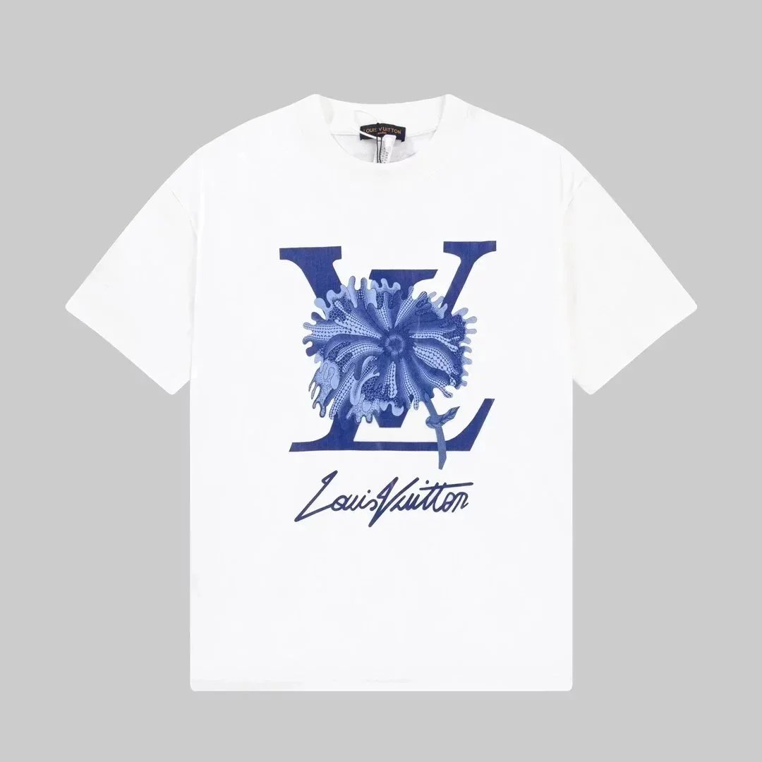 White Blue Flower Label 002