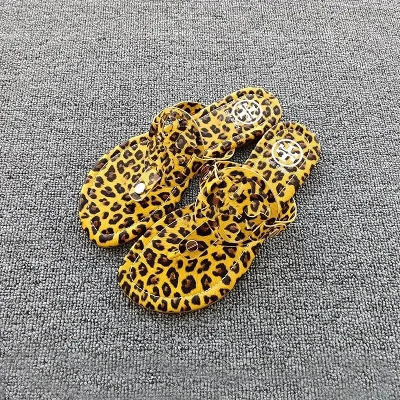 Yellow leopard print TB leather