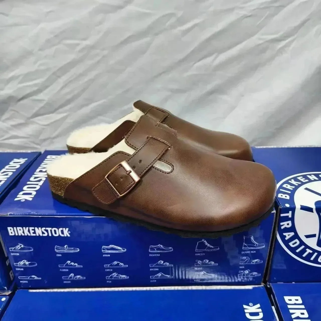 Brown leather with fleece